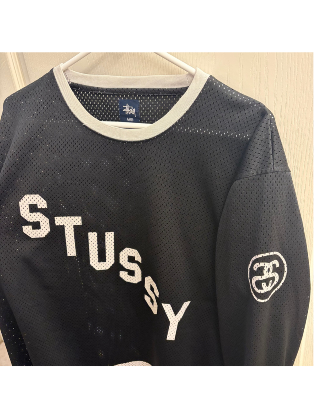 Men's Stussy Mesh Jersey Black White Size XL STREETWEAR Y2K
